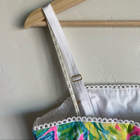 Lily Pulitzer Painted Palms Print Dress with Crochet Overlay Mini Dress - Picture 5 of 9